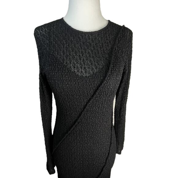 Zara Black Gothic Maxi Dress M Open Back Witchy Fairy Goth Glam Evening Gown - Picture 4 of 15